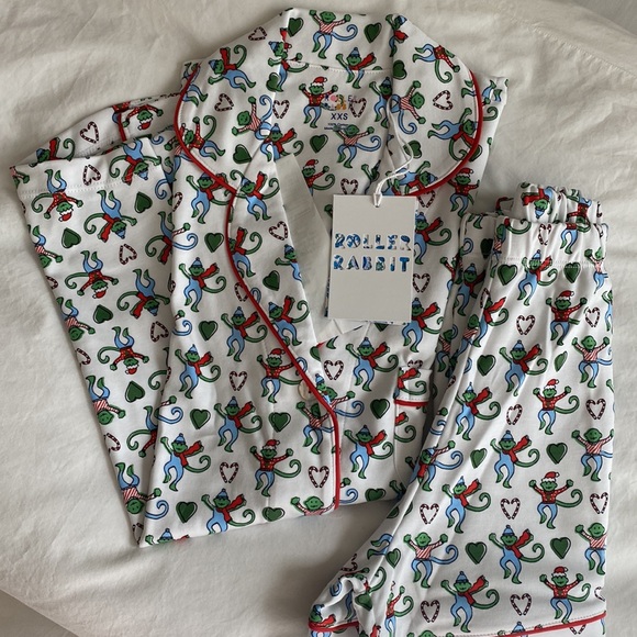 Roller Rabbit Merry Monkey Limited Edition Polo Pajamas XXS 🎄🐒🎁 LAST PAIR - Picture 3 of 5